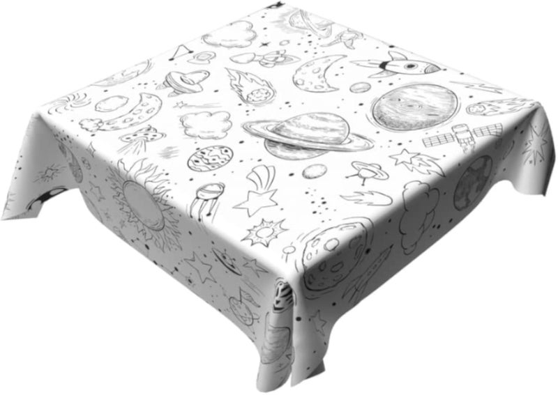 قماش تلوين من آرت مود هوم، مفرش طاولة للأطفال مقاوم للماء، أبيض وأسود، 140×140 سم